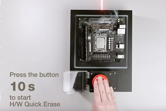 Data-wiping station with quick-erase controls