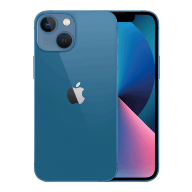 Apple iPhone 13 in blue, front and back